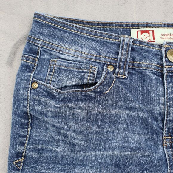 Iei Pants Womens 3 Blue Sophia Hipster Flare Mid Rise Medium Wash Denim Jeans - Picture 7 of 16